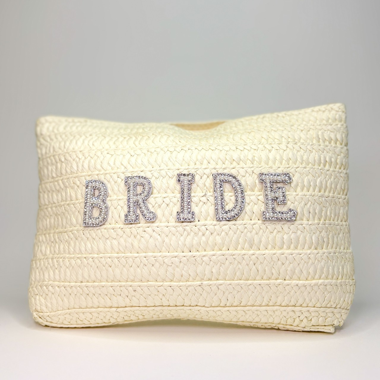 Woven bridal pouch with the word BRIDE