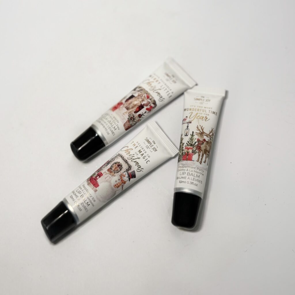 holiday themed lip balms