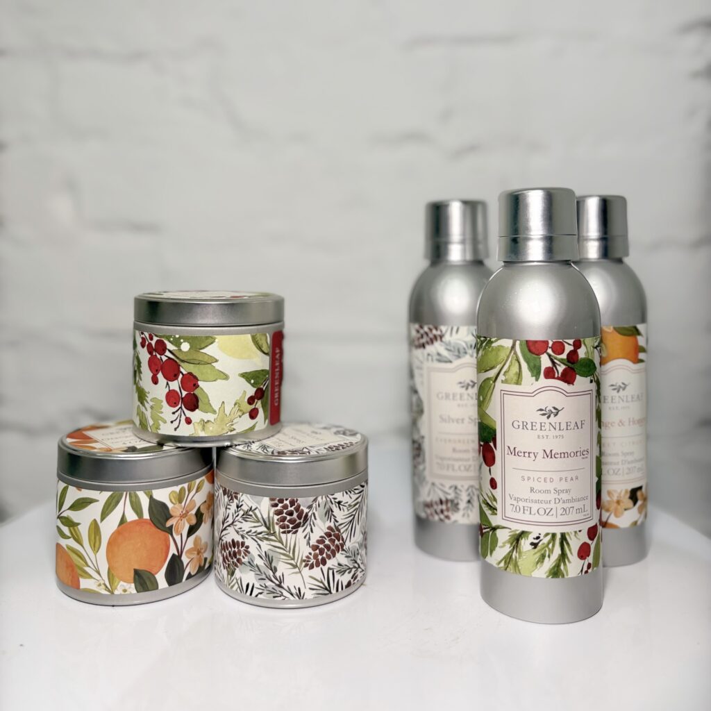 Greenleaf Holiday Room Sprays & Tin Candles