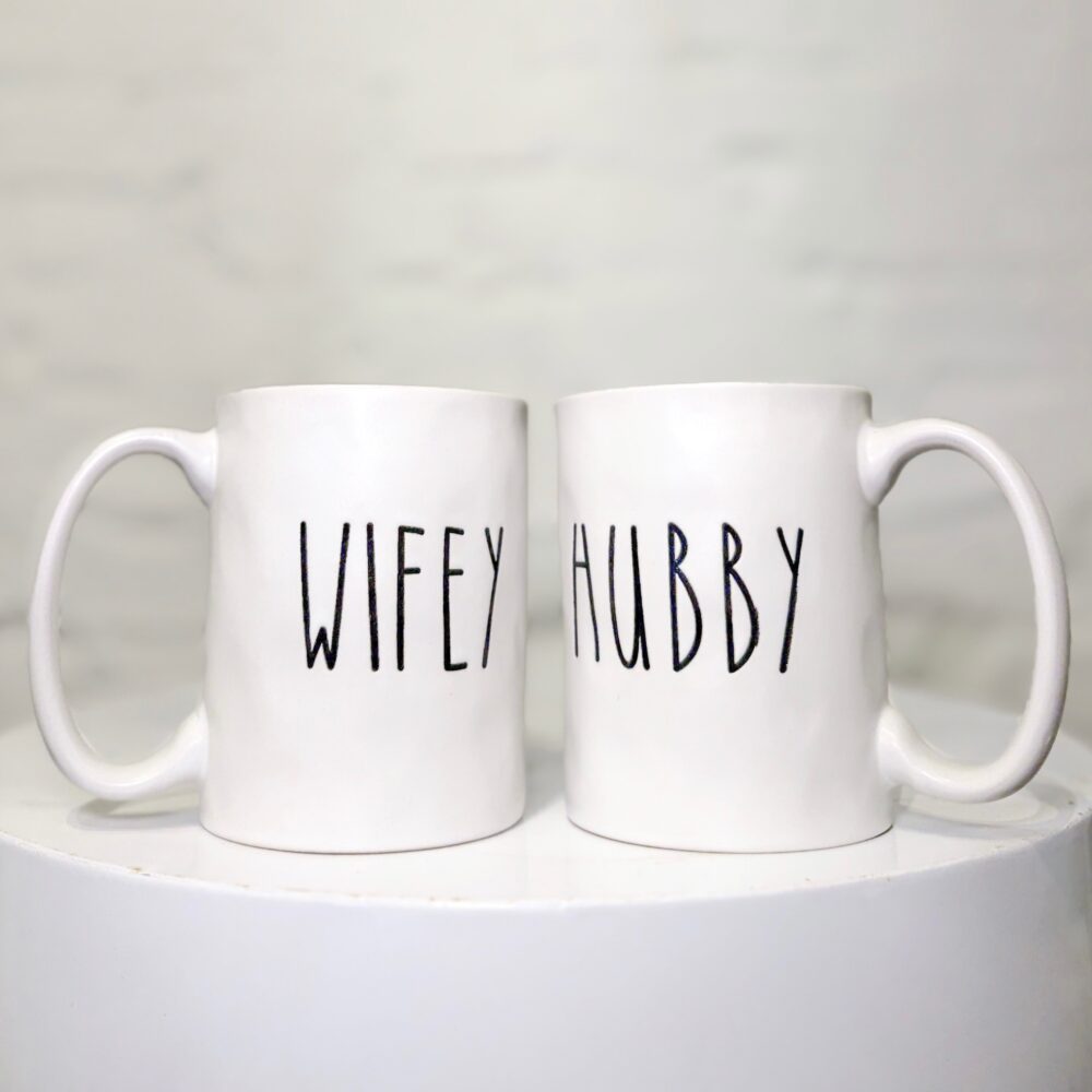 Hubby and Wifey ceramic mug set