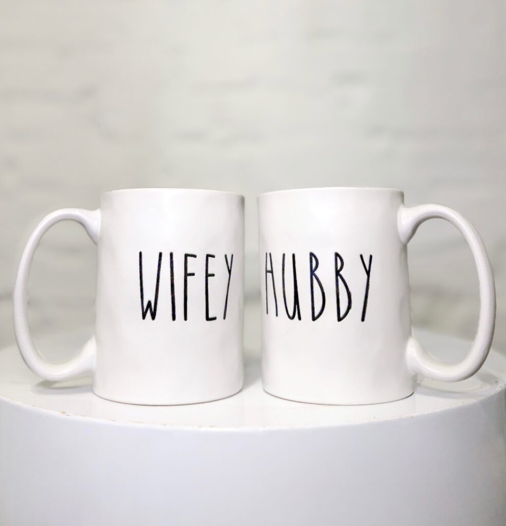 Hubby and Wifey ceramic mug set