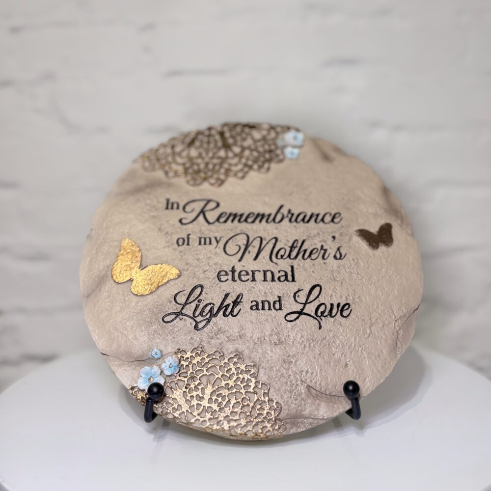 Decorative sympathy plaque with remembrance message for loss of mother