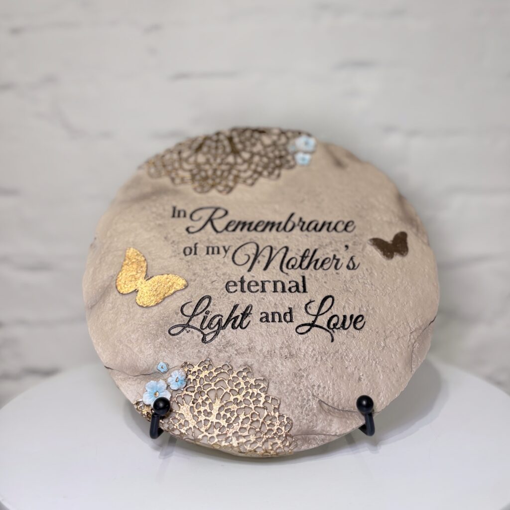 Decorative sympathy plaque with remembrance message for loss of mother