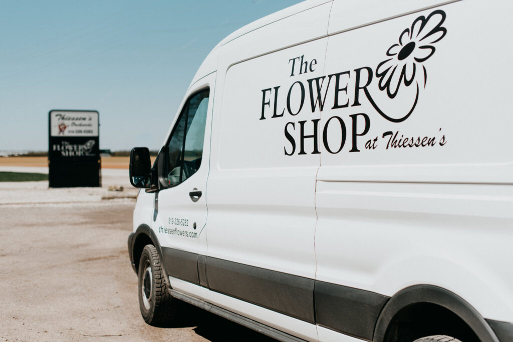 leamington, kingsville and windsor-essex flower delivery the flower shop at thiessen's delivery truck